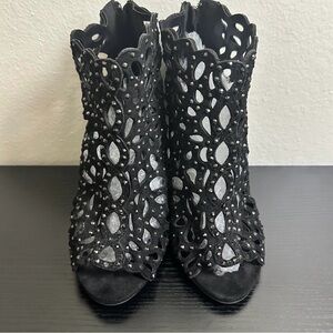 ZIGIny Darlah Caged Rhinestone Shooties Black  Booties Women’s Size 7